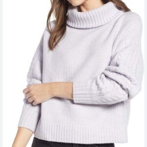 Nordstrom Something Navy Light Lilac Waffle Texture Cable Knit Sleeves Size XXS